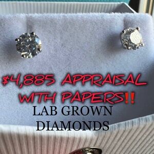‼️💎1.50 carat 14k white gold lab grown diamond earrings w/ appraisal